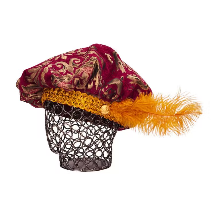 Nouveau! !! Médiéval 15ème siècle Renaissance Tudor élisabéthain révolutionnaire noir et or brocart chapeau Muffin poète chapeau souple
