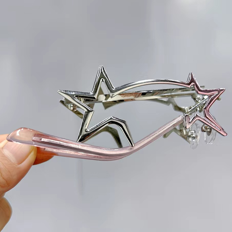 Lunettes décoratives pliables en forme d'étoile sans verres, lunettes métalliques Y2K personnalisées de style polygonal, mode COS, anime
