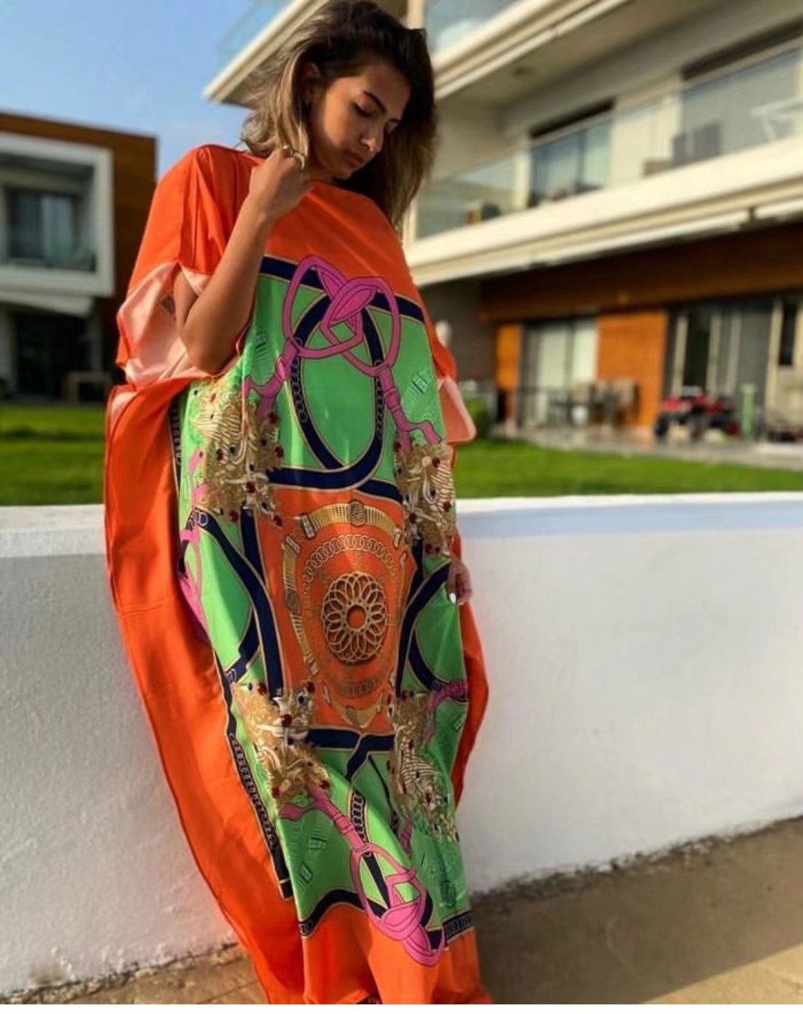Robe élégante surdimensionnée à imprimé africain traditionnel pour femmes, longueur de la robe: 130cm, buste: 130m