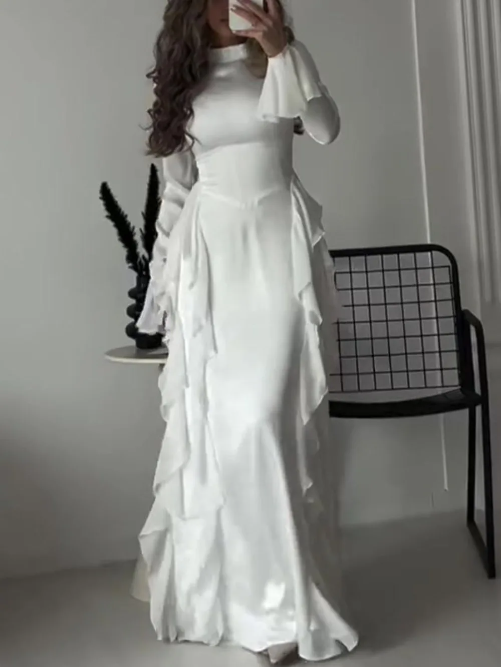 Robe de soirée à manches évasées pour femmes musulmanes, Jalabiya, Eid Ramadan, Robe longue arabe, Robe à volants de Dubaï, Robes de soirée éducatives, Abayas