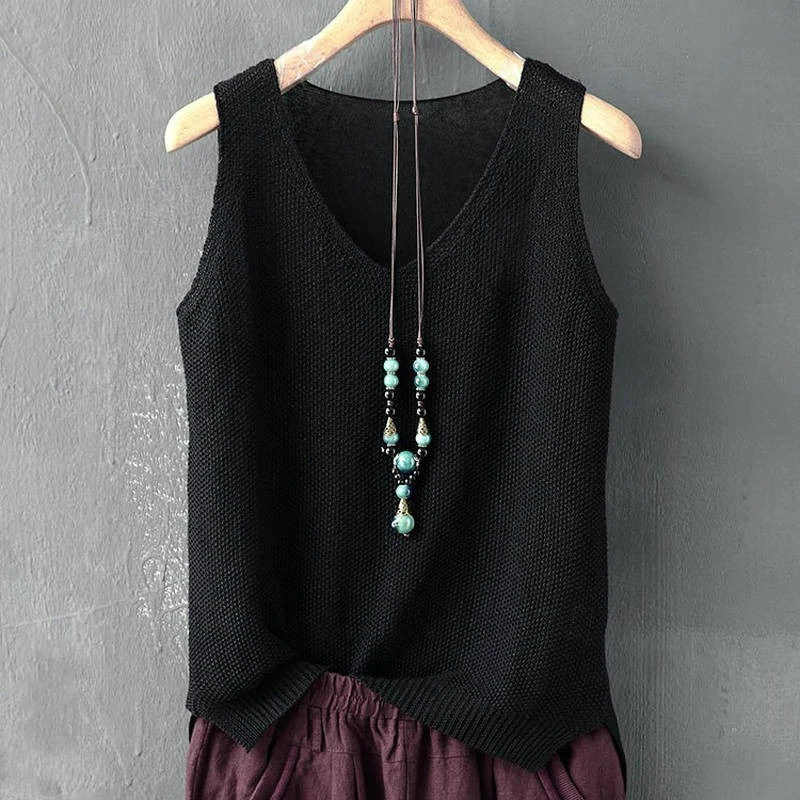 Blusas Mujer De Moda 2024 Blouse femmes été sans manches tricoté Blouse chemise femmes vêtements col en v Blouse haut pour femme chemises C855