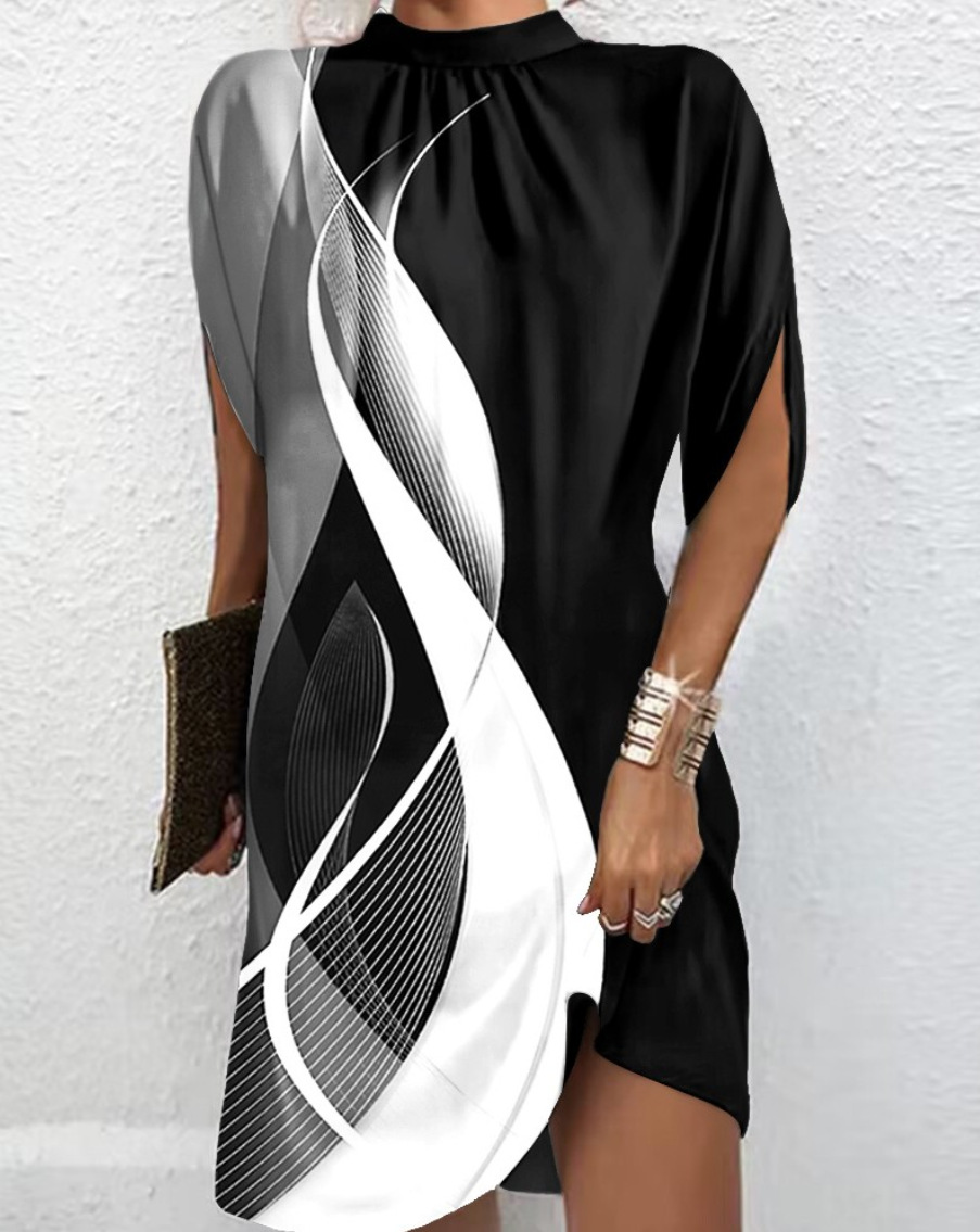 Femmes robe d'été Boho col rond manches courtes Vintage imprimé fleur Mini robe femmes élégantes robes de vacances de plage en vrac