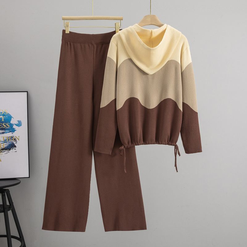 Costume en tricot musulman pour femmes, ensemble 2 pièces, pull à capuche, pull tricoté, pantalon à jambes larges, survêtement de Sport, tenues d'automne 2025