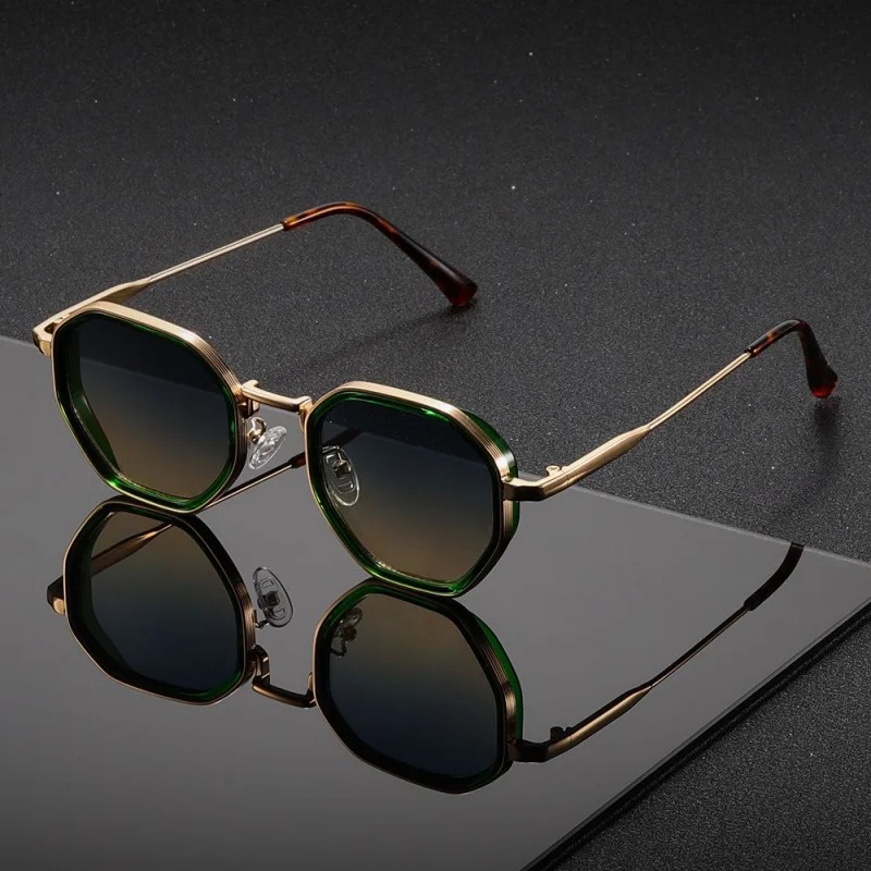 1 paire de lunettes de soleil unisexes rondes en métal, à la mode, vintage, irrégulières, style punk, pour homme et femme, classiques, UV400