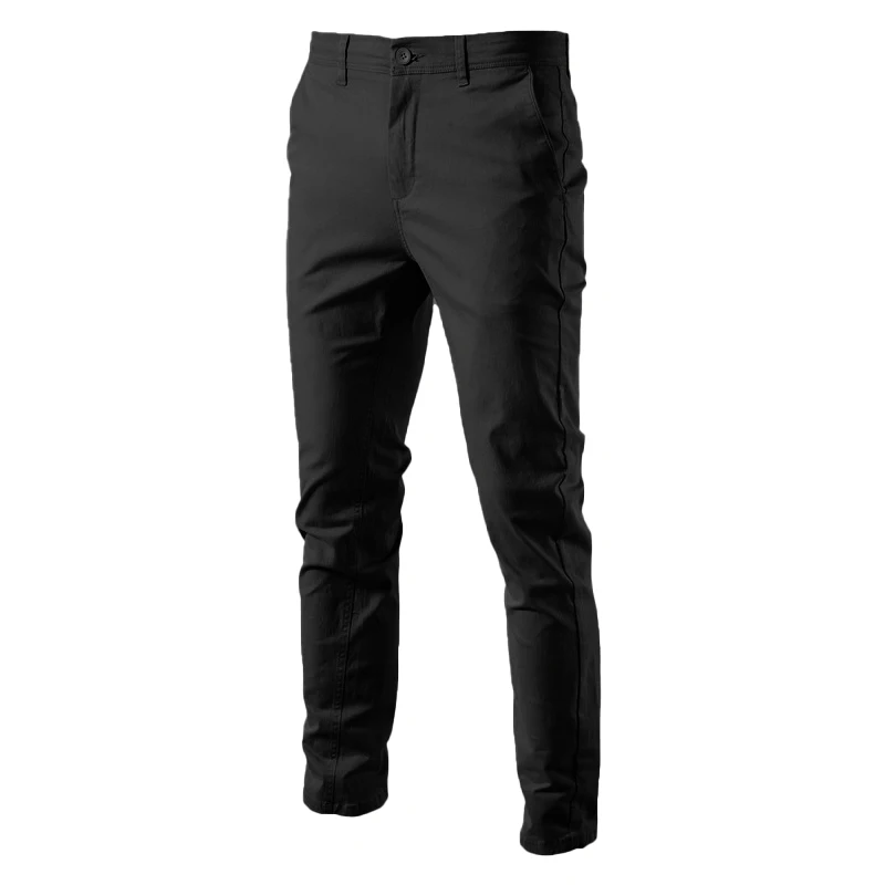 Pantalon décontracté en coton pour homme, coupe slim, classique, affaires, printemps, automne, haute qualité, document solide, fjSolid, nouveau