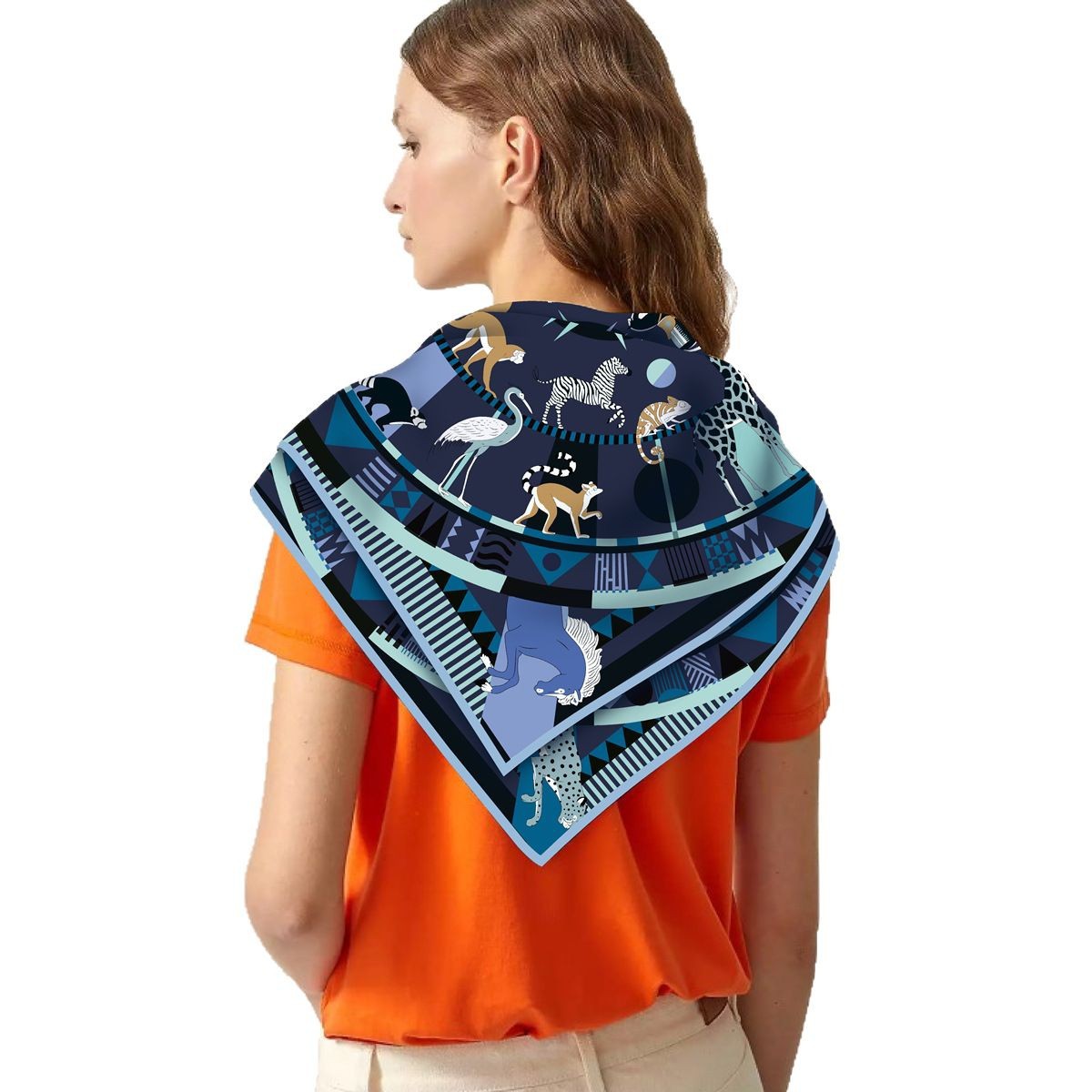 Nouveau Animal châle carré Foulard pour femmes sergé impression bandeau Foulard Hijab plage étoles Foulard femme bandeau Bandana