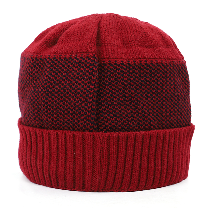Nouvelle casquette d'hiver en coton avec visière, bonnet tricoté épais, casquette d'hiver pour homme, bonnets d'extérieur, bonnet tricoté avec motif graphique pour homme
