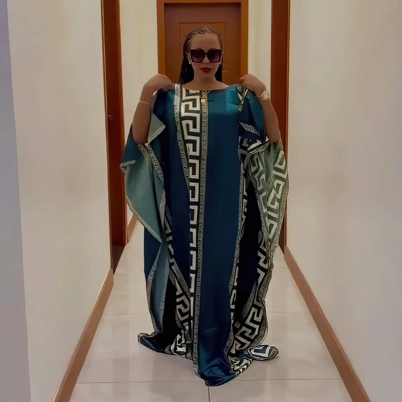 Mode robes africaines pour femme impression numérique robe de soirée manches chauve-souris robes africaines pour les femmes