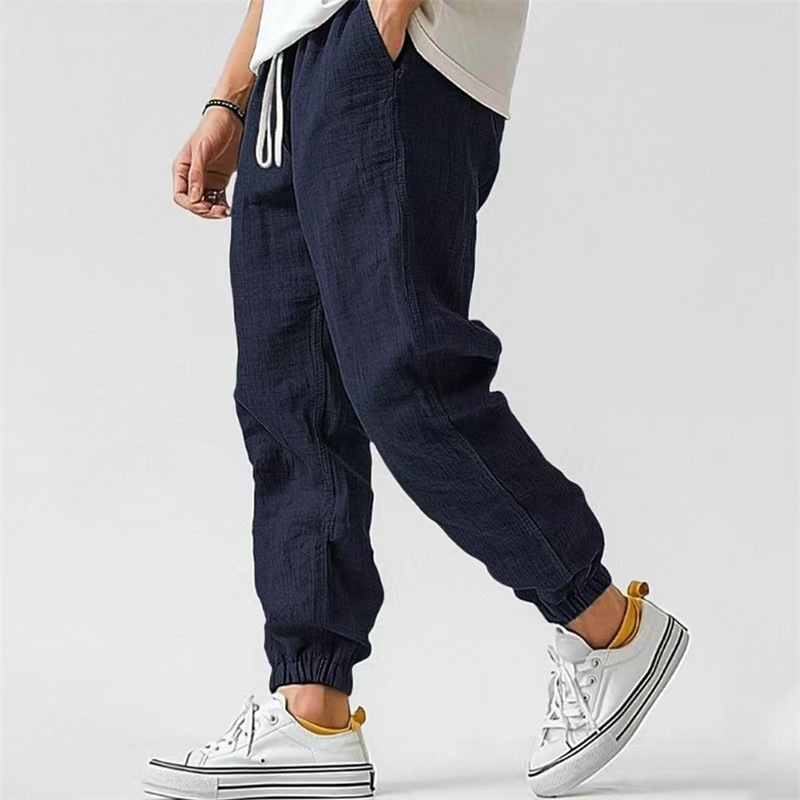 Pantalon Homme en Coton et Lin, Style Coréen, Décontracté, Ample, Harem, avec Cordon de Serrage, pour la Gym et le Streetwear, Printemps-Automne