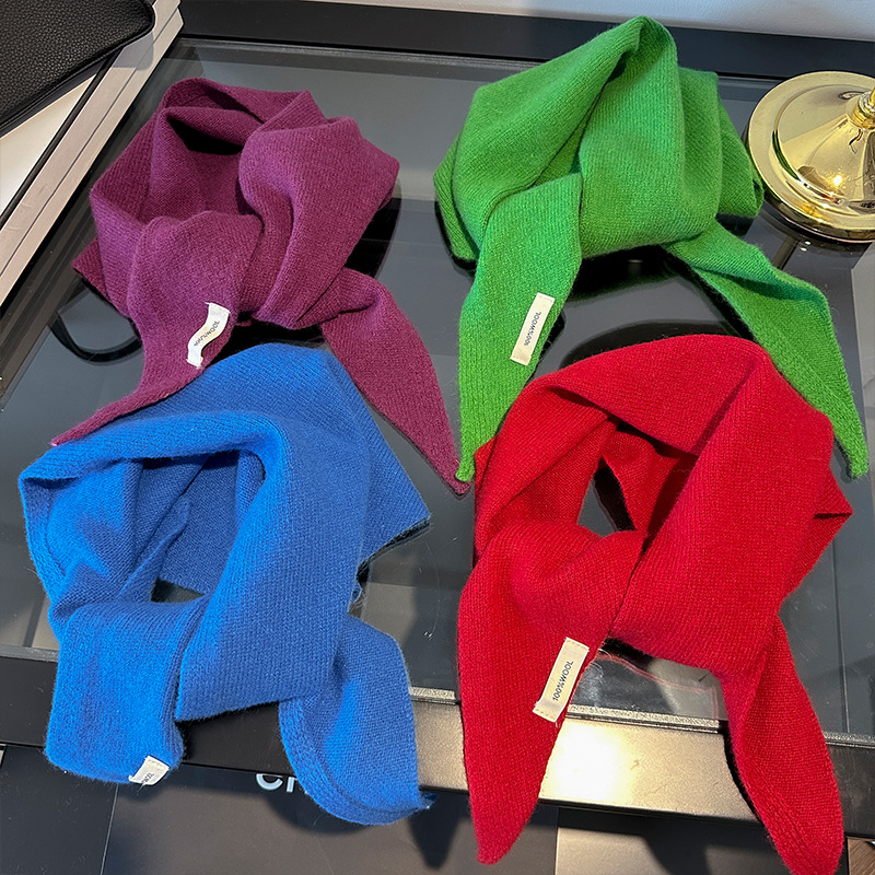 100% laine Style coréen tricoté écharpe triangulaire femmes hiver chaud foulard châle multi-fonctionnel foulard