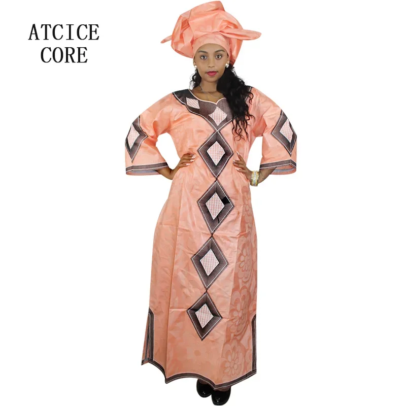 Robe africaine longue avec écharpe pour femmes, design de mode, broderie Bazin, nouveau