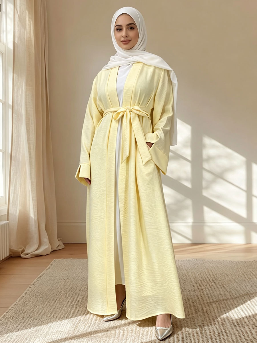 Robe Abaya Décontractée pour Femmes Musulmanes, Dubai, Manches Longues, Fendue, Grande Taille, Modeste, Robe Ample de Ramadan, Kaftan Femme, Vêtement Islamique