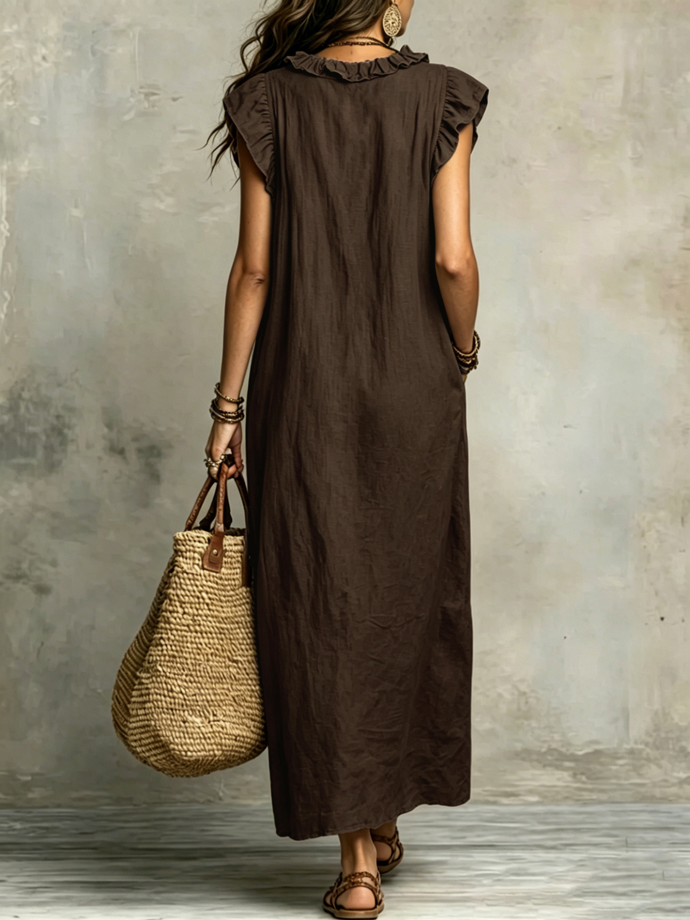 Robe longue bohème pour femmes, printemps-été, avec manches volantes, robe élégante pour femmes