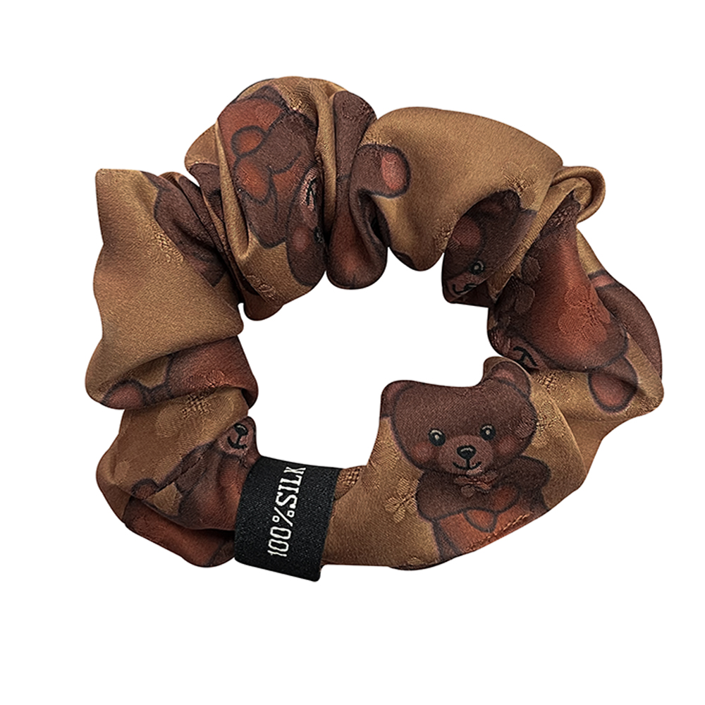 Chouchous en soie de mûrier Pure 100% Gambiered Canton gaze tissu de soie bandes de caoutchouc attaches de cheveux accessoires élastiques 26 Momme 3.5CM