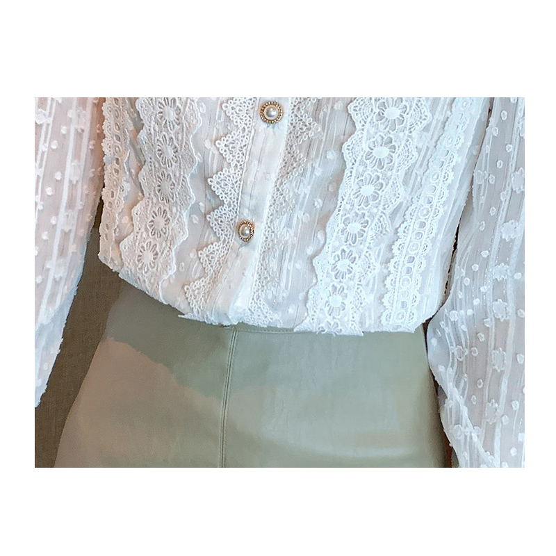 Automne femmes blanc dentelle Blouse chemise haut pour femme à manches longues Blouse femmes Blusas Mujer De Moda 2024 Blouses Femme chemises E382