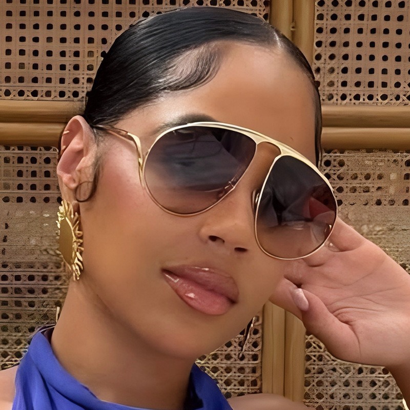 Lunettes de soleil oversize style pilote, nouveauté, monture métallique vintage, lunettes de soleil tendance pour femme, design de marque de luxe, pour l'extérieur