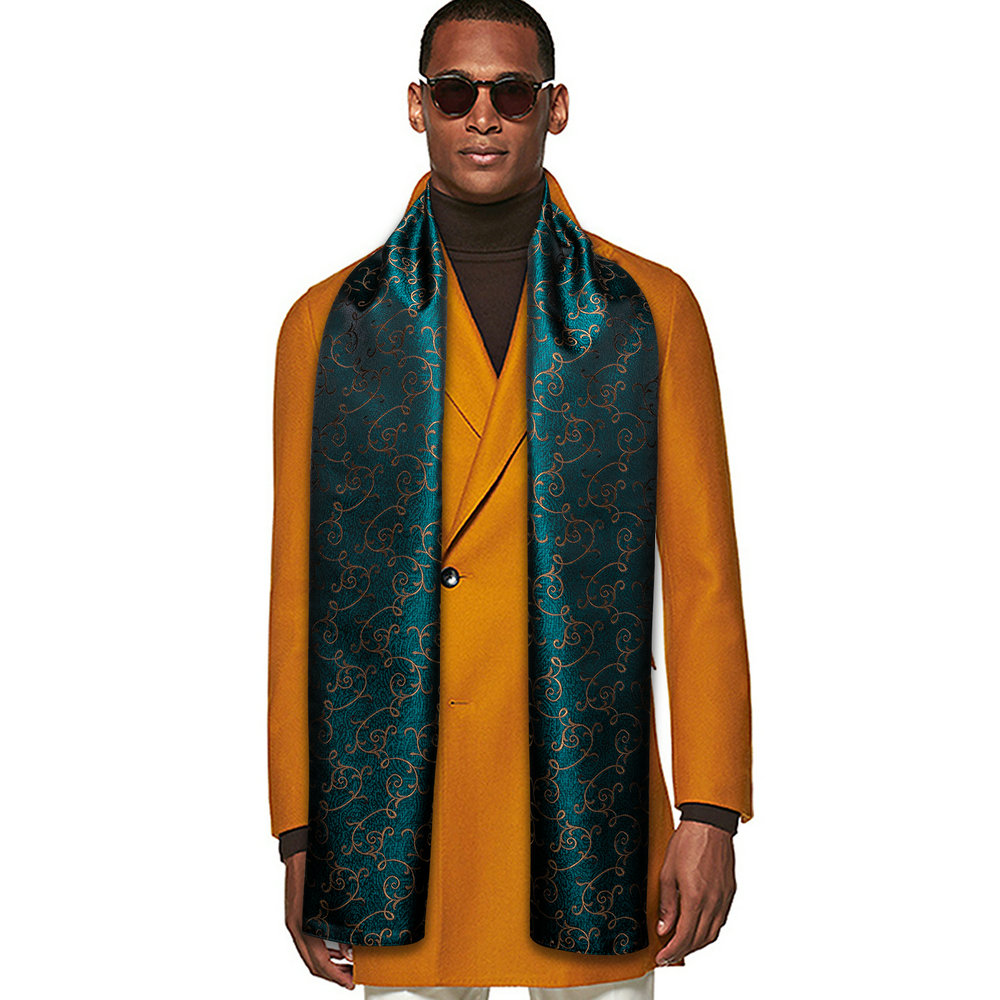 Écharpe pour homme Barry.Wang, jacquard floral, motif paisley, décontractée, formelle, or, vert, rouge, bleu, violet, gris, pour mariage, affaires, fête