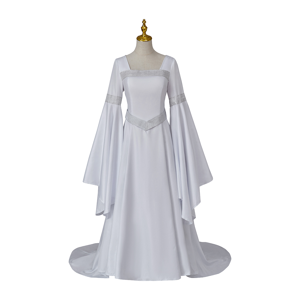 Galadriel Elf Queen Cosplay Costume fur s pour femmes, tenues d'Halloween, carnaval, vêtements de fête trempés, robe de Rhen plis