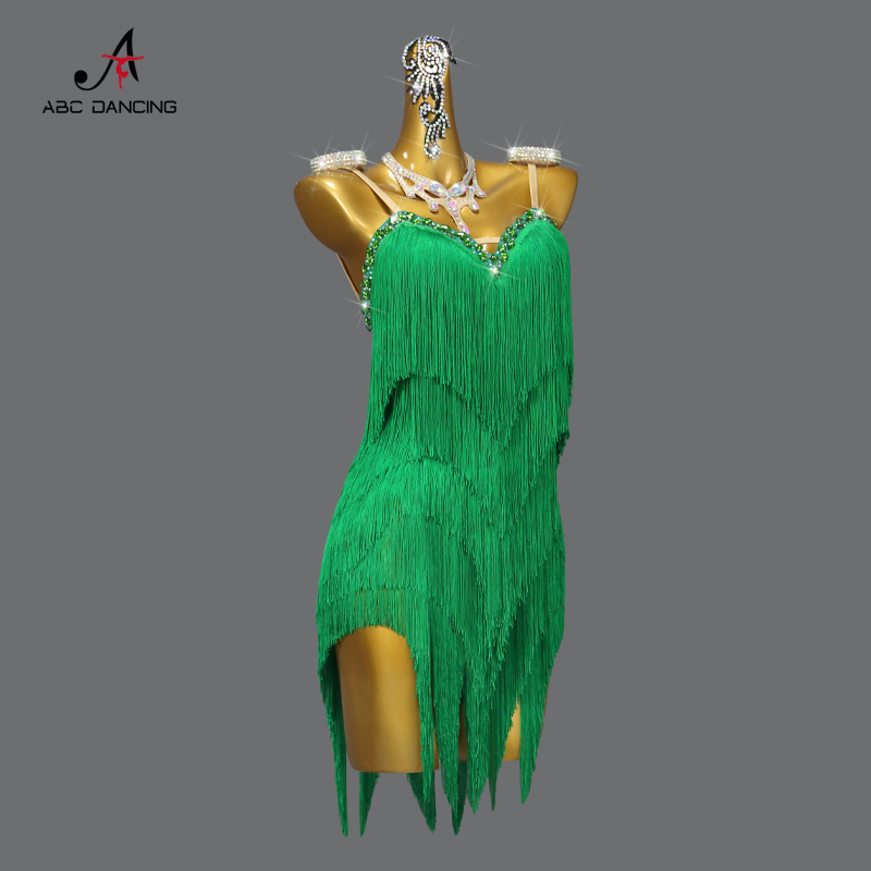Robe de danse latine pour femmes, costumes de danse pour filles, jupes à franges, tenue de scène, de bal, de soirée, de sport, vêtements de soirée pour femmes, Samba