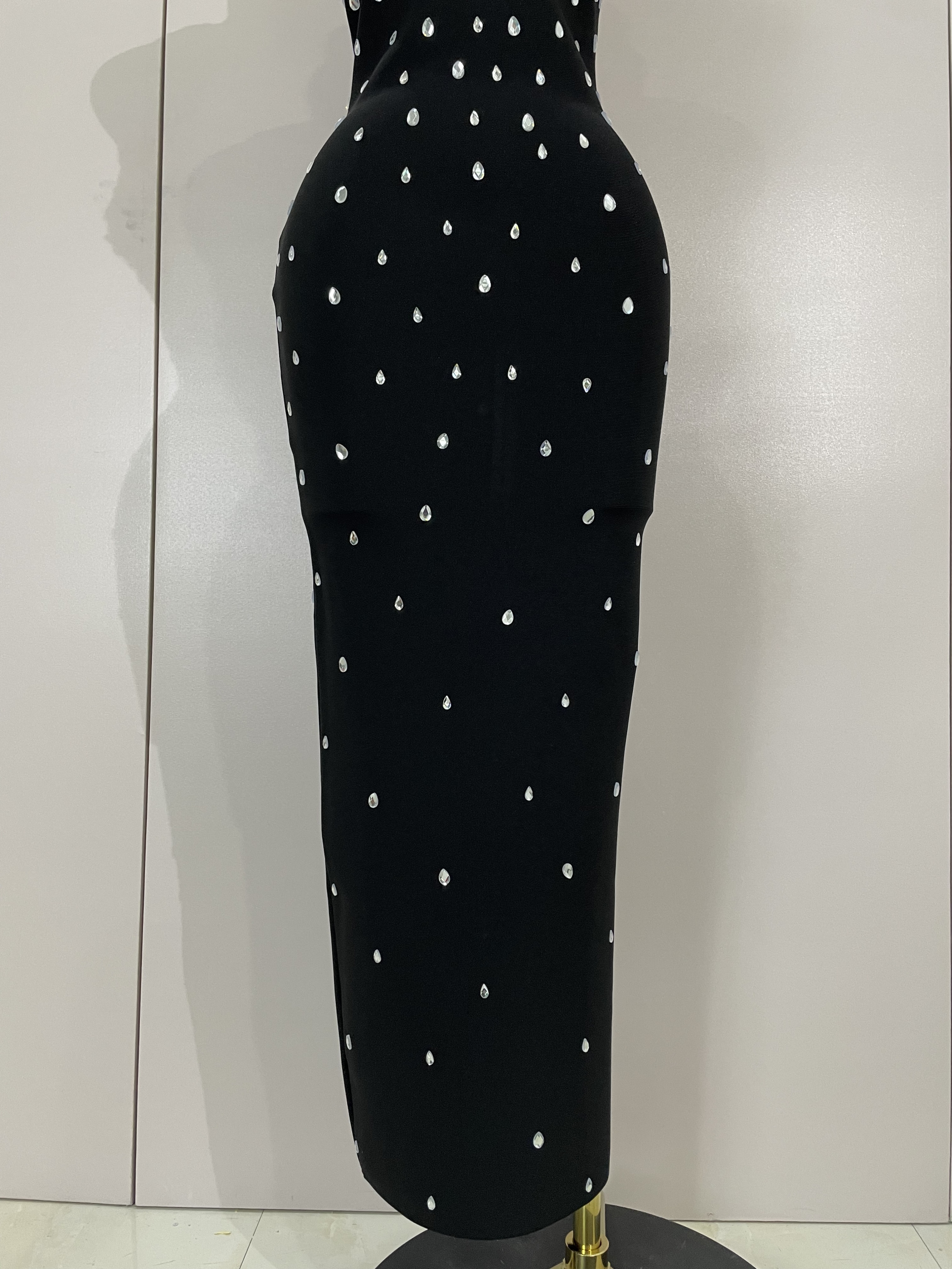 Robes d'anniversaire élégantes de luxe diamants sans manches moulante robe longue à bandes haute rue célébrer soirée bal Club robe de soirée