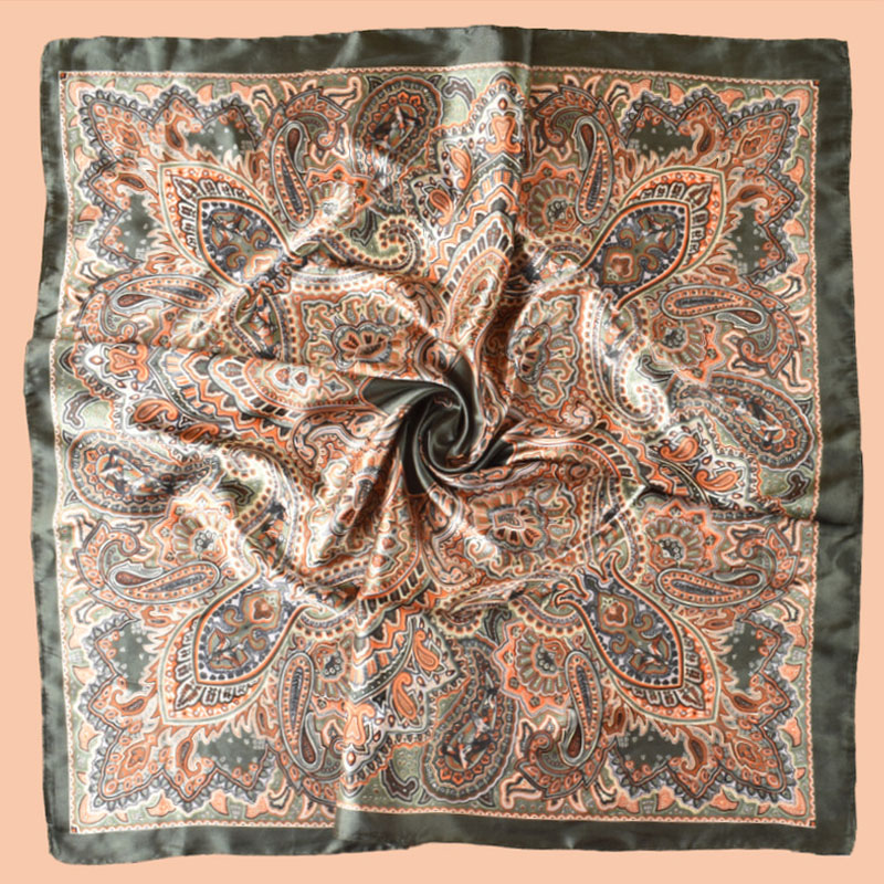 Foulard carré en soie imprimé de marque de luxe pour femme, hijab, bandeaux pour cheveux, 90*90cm, écharpe, châle en satin, bandeau, bandana