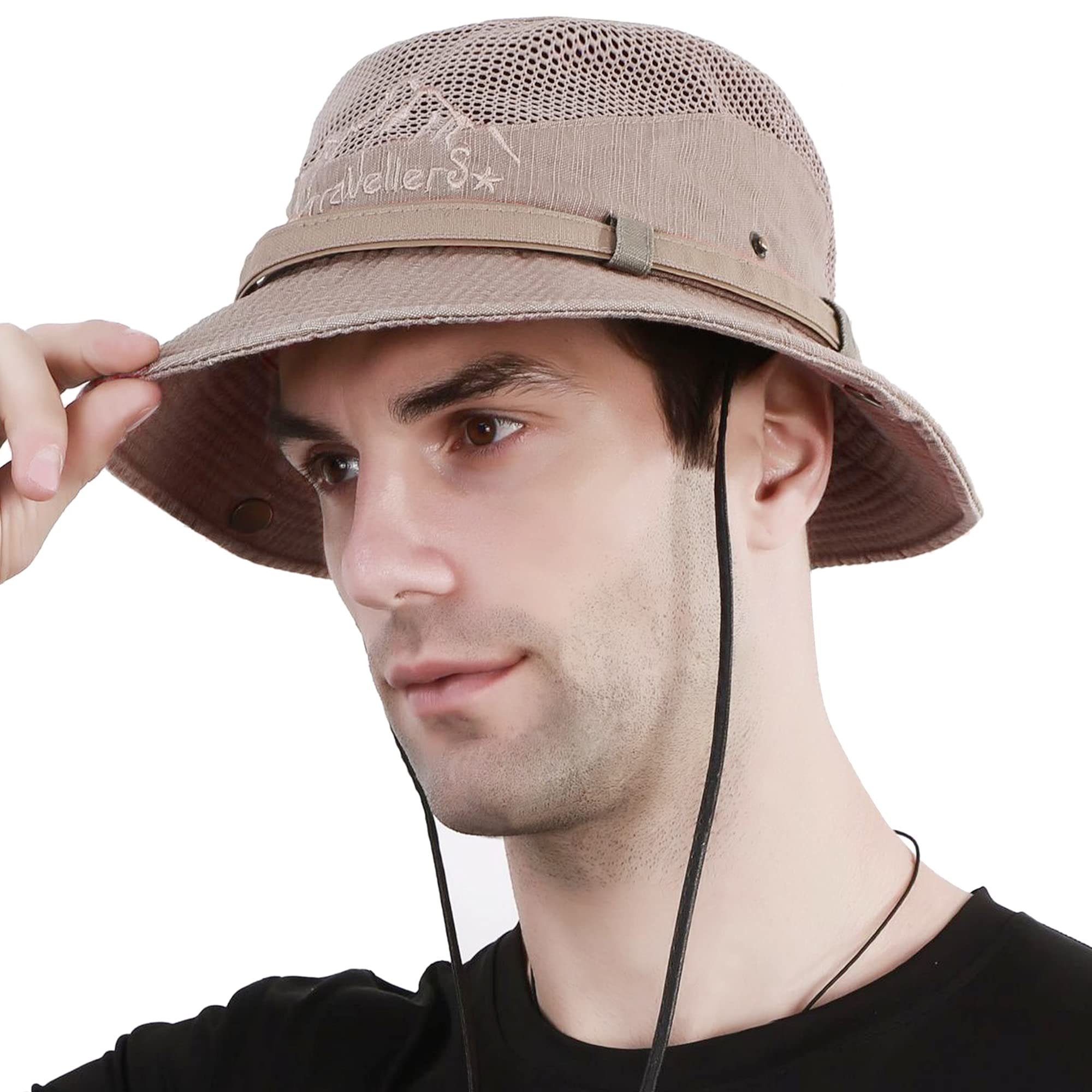 Chapeau Bob Respirant en Maille pour Homme - Style Panama d'Été pour la Randonnée, la Pêche et la Plage