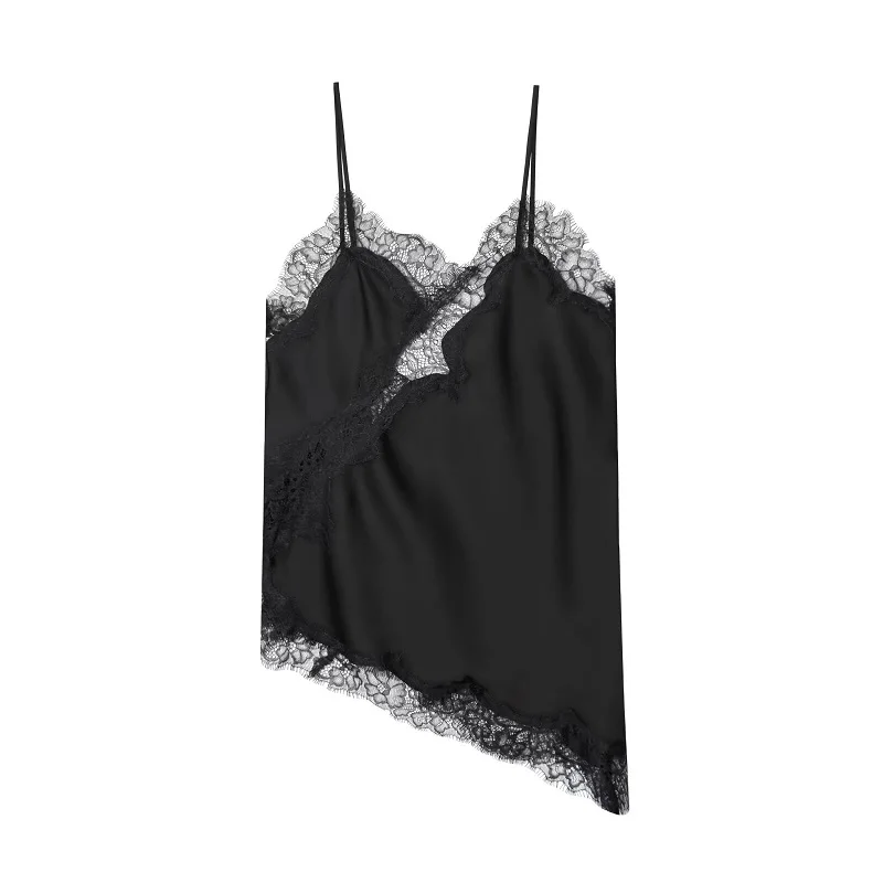 MUJER femmes hauts noir dentelle haut femme Sexy dos nu hauts pour femmes Camisole hauts sans manche femme Coquette réservoirs Camis hauts