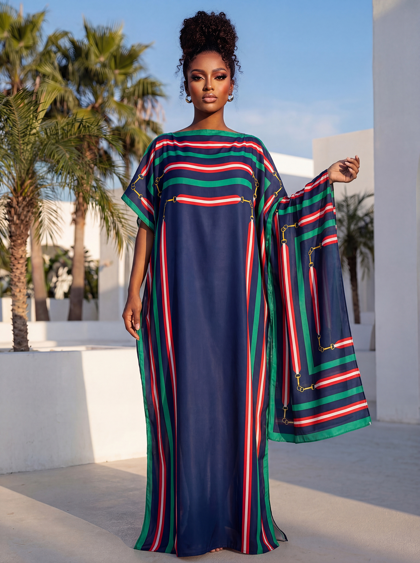 Nouvelle Collection Été : Robes Africaines Élégantes pour Femmes – Kaftan Long en Soie Imprimée pour Femme Musulmane, Abaya Oversize Style Koweïtien