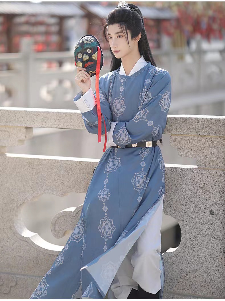 Robe à col rond de la dynastie Tang pour hommes et femmes, vêtements traditionnels chinois, ensemble de cosplay Hanfu, érudit, impression douce, original