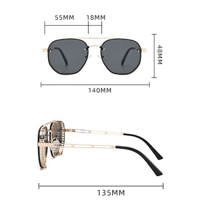 Lunettes de soleil métalliques à double barre, classiques et élégantes, haut de gamme, simples et polyvalentes