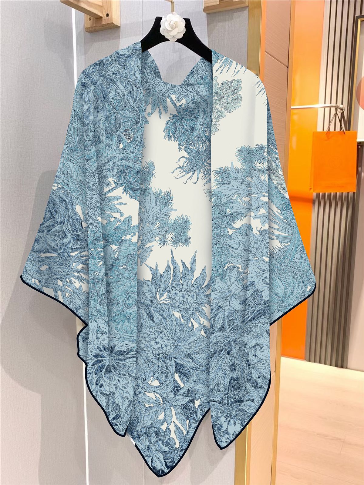 30% soie 70% cachemire écharpe femmes plantes roulées à la main, fleurs de la Jungle imprimer foulards carrés enveloppes Bandana grands Hijabs femme