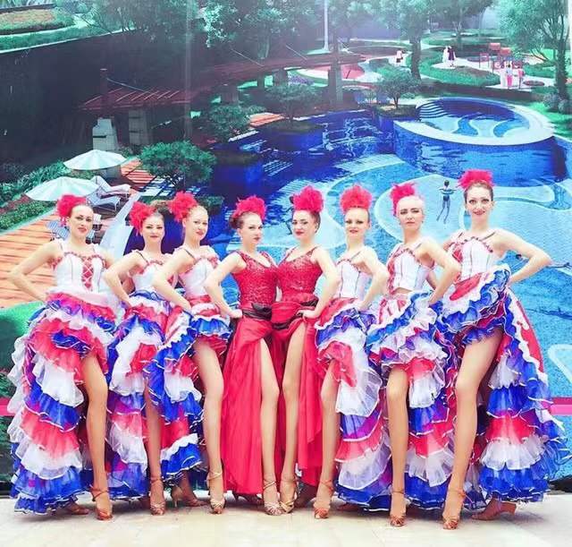 Costume de carnaval, robes de danse d'ouverture Sexy, danse Cancan française, jupe 360, robe de scène