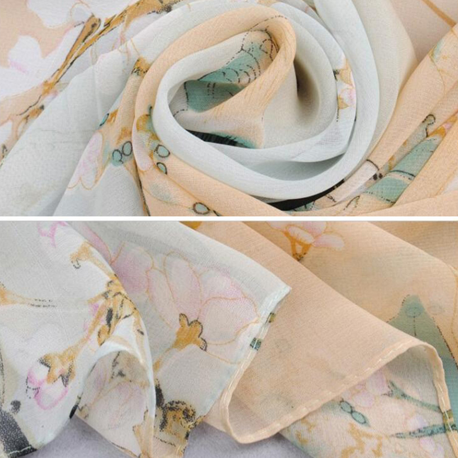 Écharpe en mousseline de soie pour femmes, motif pie, Simulation de soie, longue écharpe en gaze, protection solaire, sac à bandoulière, foulard