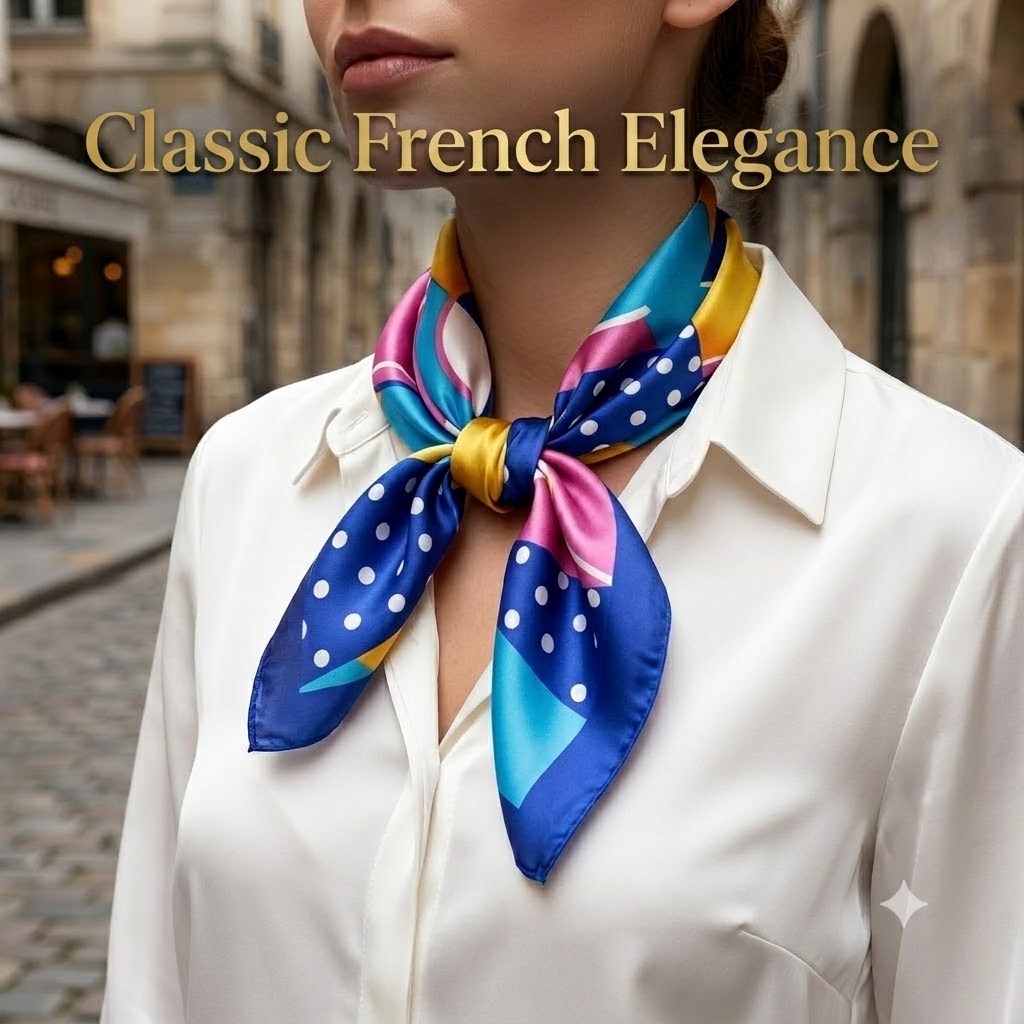 Foulard carré 50x50cm pour femme, foulard pour cheveux, foulard pour le cou, foulard pour la tête effet satiné, bandana, foulard pour sac style français, foulard de mode, cache-cou