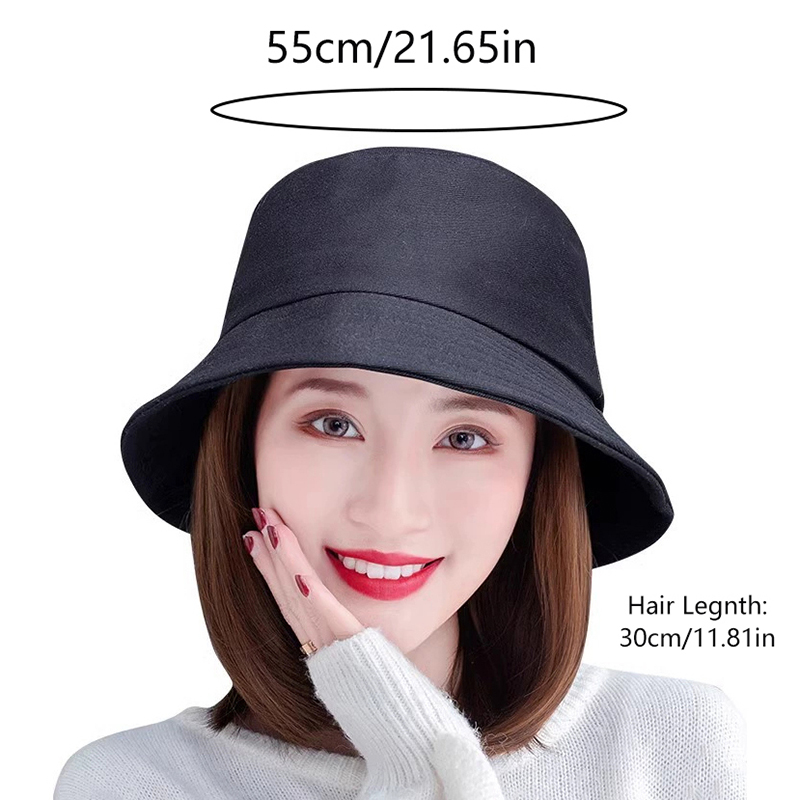 Nouveau : Chapeau Bob synthétique avec perruque intégrée, coupe courte et droite, pour femme, extensions de cheveux à clipser, idéal pour l'automne