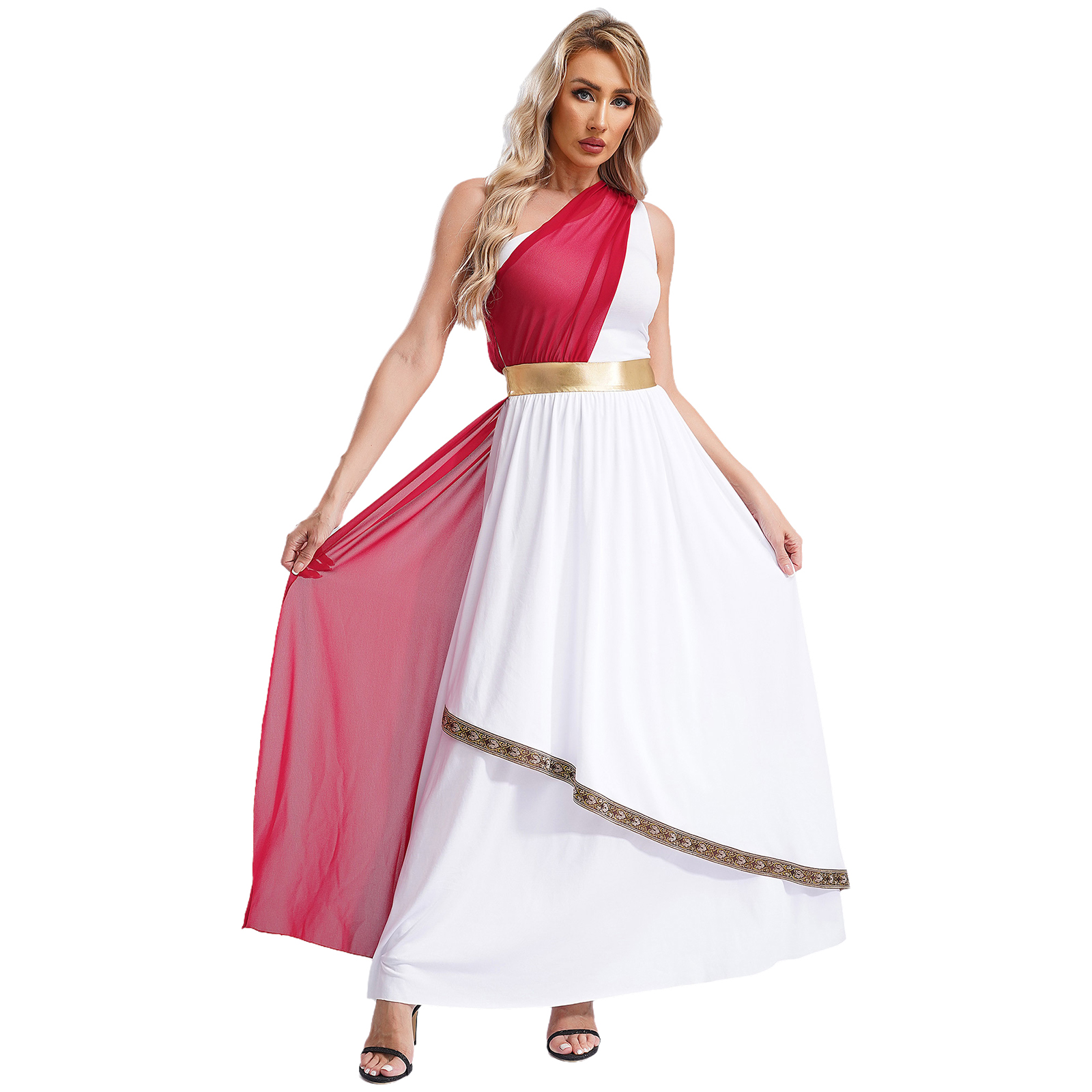 Femmes Halloween ancien grec romain Athéna déesses divinité reine Cosplay Robe église chorale culte Robe en mousseline de soie Toga tunique