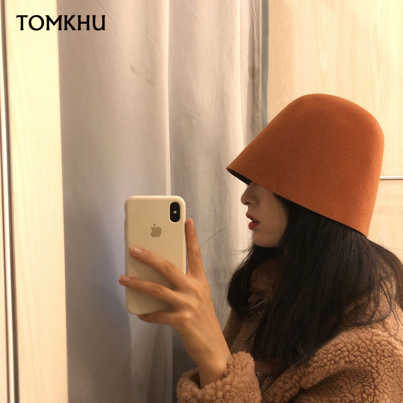 Chapeau classique en laine pour femme, décontracté, à bord court, chaud, élégant, seau, Harajuku, Skullies, hiver