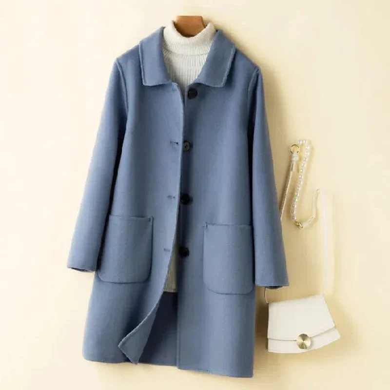 Manteau en laine confortable pour femme, Chic, polyvalent, couleur unie, extérieur quotidien, polaire thermique, nouvelle collection hiver 2024