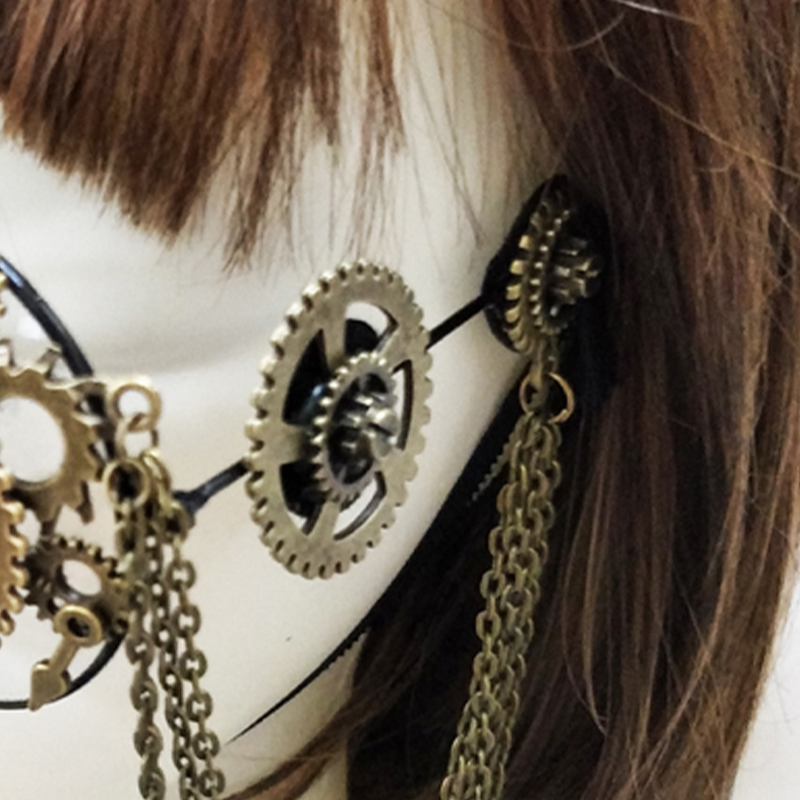 Lunettes pour femmes Steampunk rétro cadre rond Lolita engrenages chaîne décor gothique lunettes Cosplay Halloween fête hommes lunettes