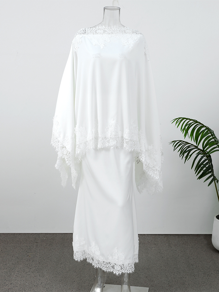 Ensemble chic chemise et jupe longue sirène taille haute en satin avec patchwork de dentelle pour femme – Tenue de soirée élégante printemps 2026