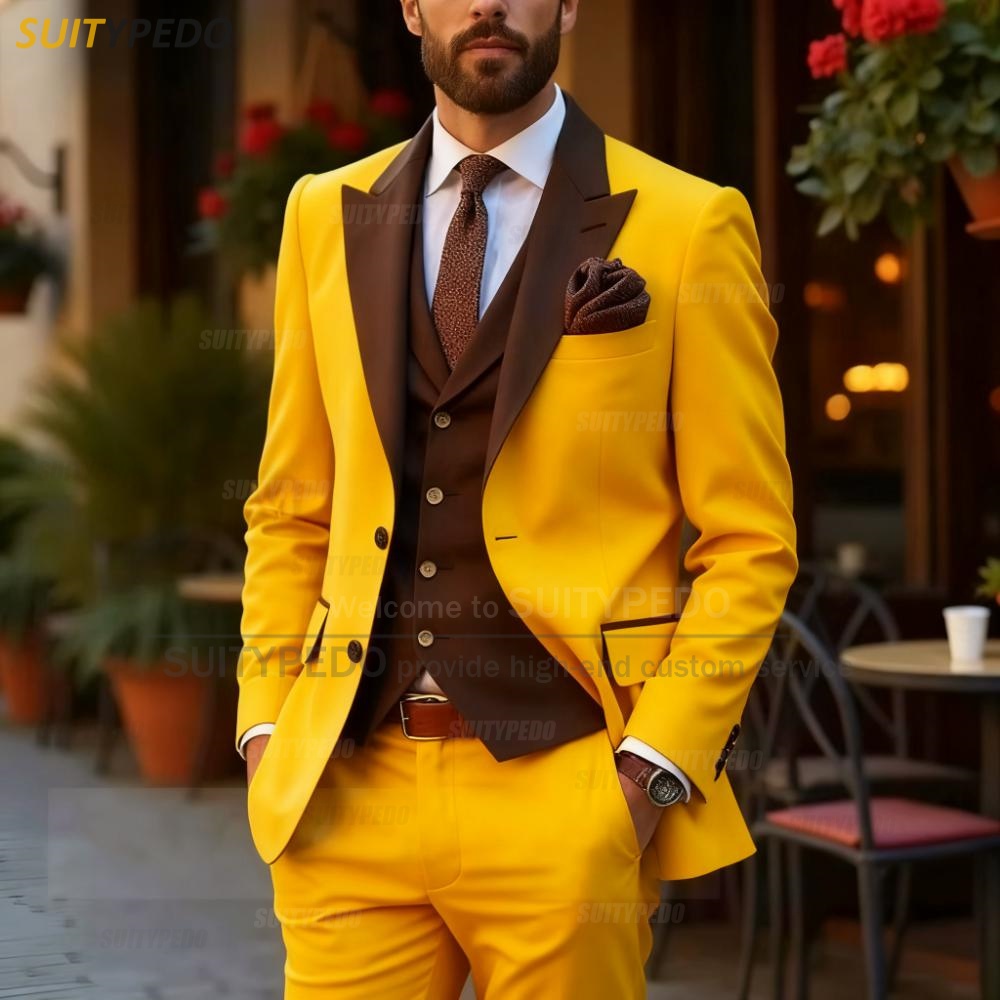 Ensembles de costumes de mode pour hommes, Blazer formel, gilet, pantalon, 3 pièces, Tuxedos masculin, élégant, fête de mariage, costume élégant, tenue personnalisée
