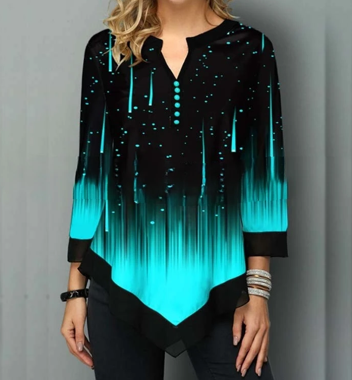Chemise femmes printemps été Blouse 3/4 manches décontracté impression femme mode chemise t-shirts hauts grande taille 5XL StreetShirt
