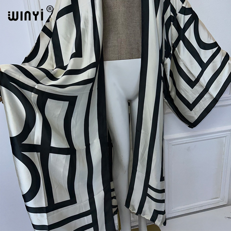 WINYI Africa Kimonos à imprimé bohème, robes africaines pour femmes, cardigans, tenues de plage, kaftan, robe de soirée, manteau long
