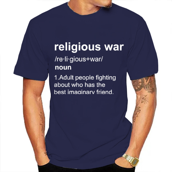 Guerre religieuse hommes t-shirt drôle lettre impression à manches courtes t-shirts mode graphique Y2k hauts meilleur ami hommes vêtements surdimensionnés