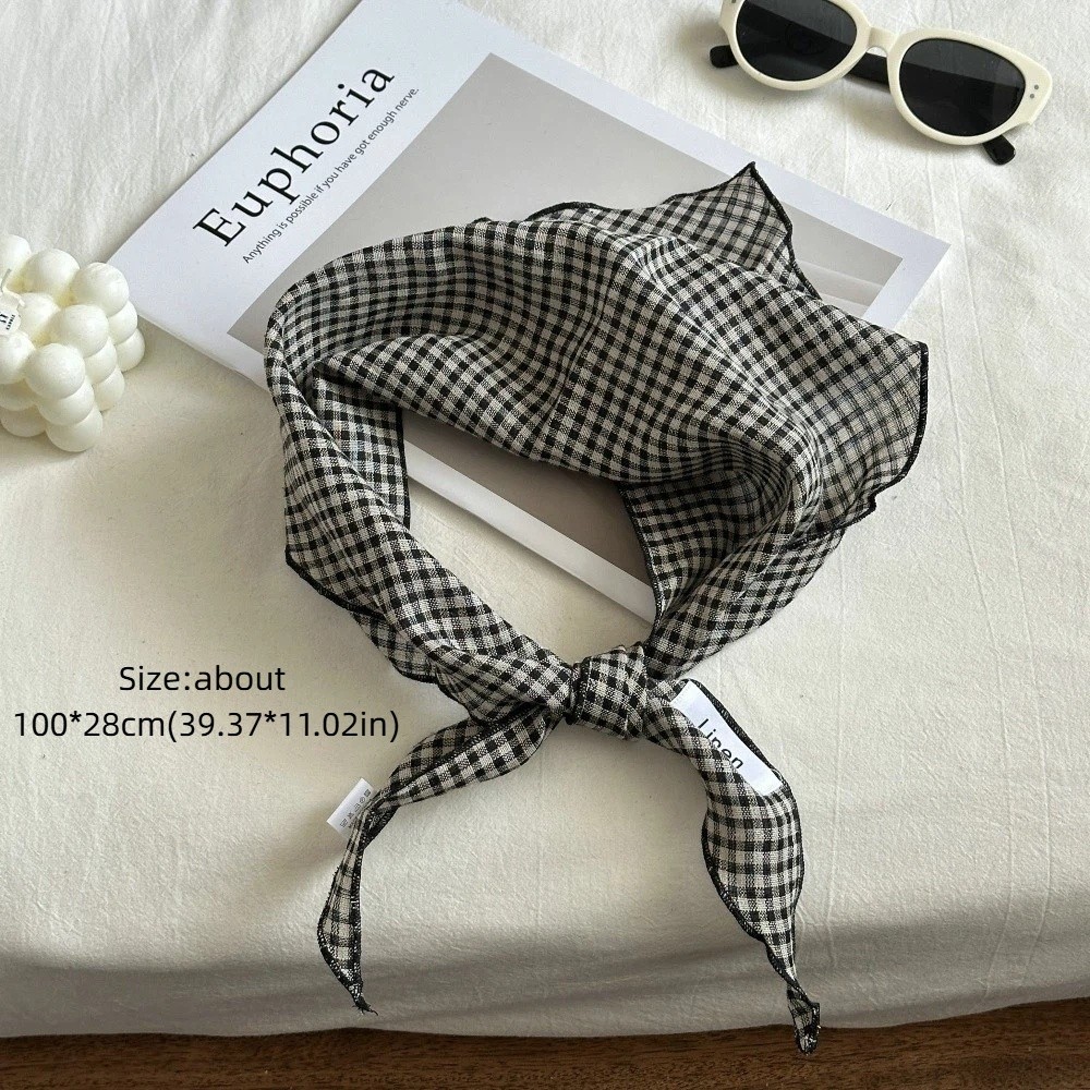 Écharpe en lin vintage de couleur unie, tissu fin et respirant, écharpe triangulaire, sensation confortable, foulard pour les vacances