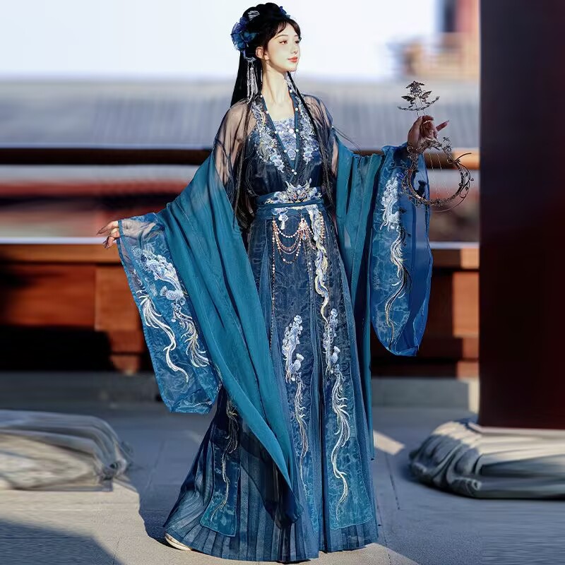 Nouvelle robe Hanfu femmes chinois brodé marine Hanfu costumes femme Halloween carnaval fée Cosplay Costume fête Hanfu robe