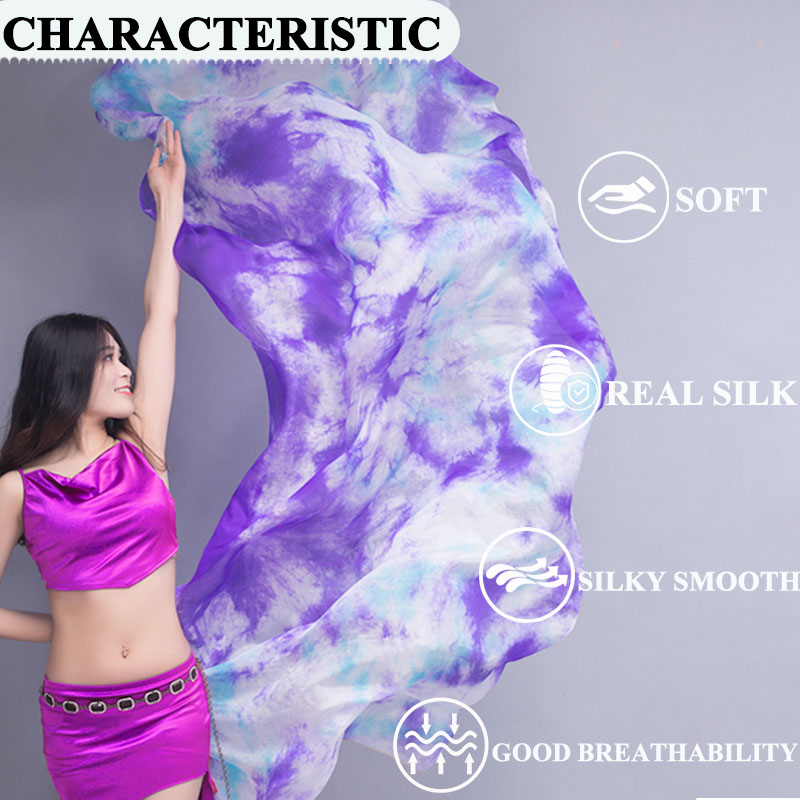 Voile de danse du ventre personnalisé chinois pour femmes adultes, cravate teinte en soie dégradée de couleur