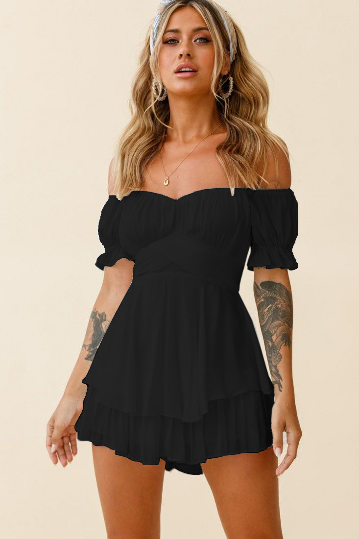 Robe blanche à manches courtes pour femmes, mini robe à volants, robe sans bretelles sexy, mode estivale, 2024