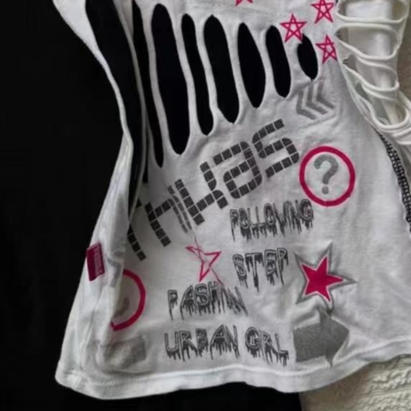 Femmes Sexy Hottie Camisole américain rétro creux Design licou gilet Harajuku rue lettre impression réservoirs femme mince hauts courts