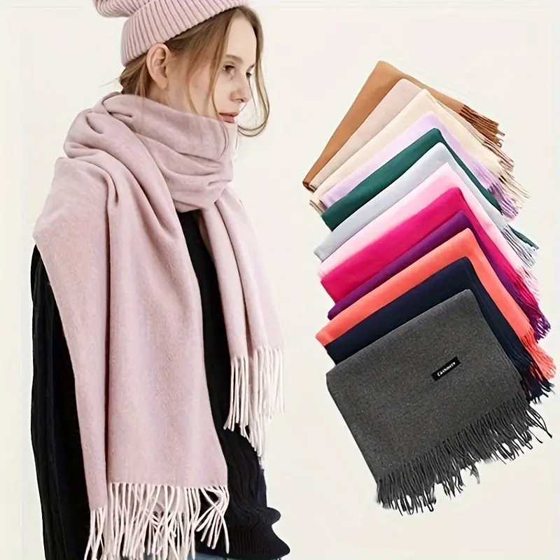 Écharpe Pashmina pour femmes, châles et enveloppes pour robes de soirée, voyage, bureau, hiver, mariage, sensation en cachemire, grandes écharpes